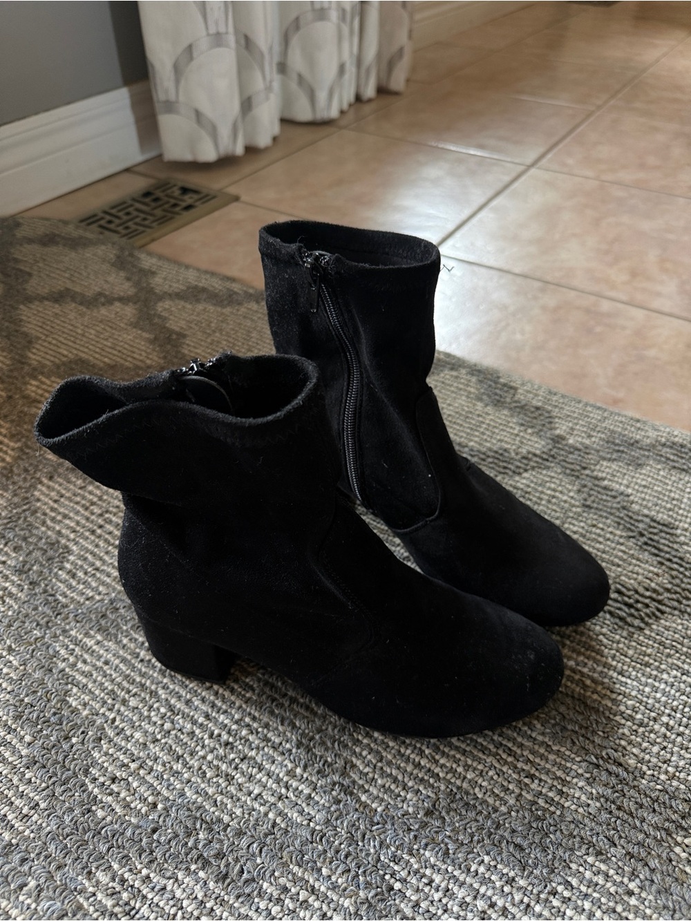 Black Women's Suede Ankle Boots - Classic Side-Zip Style